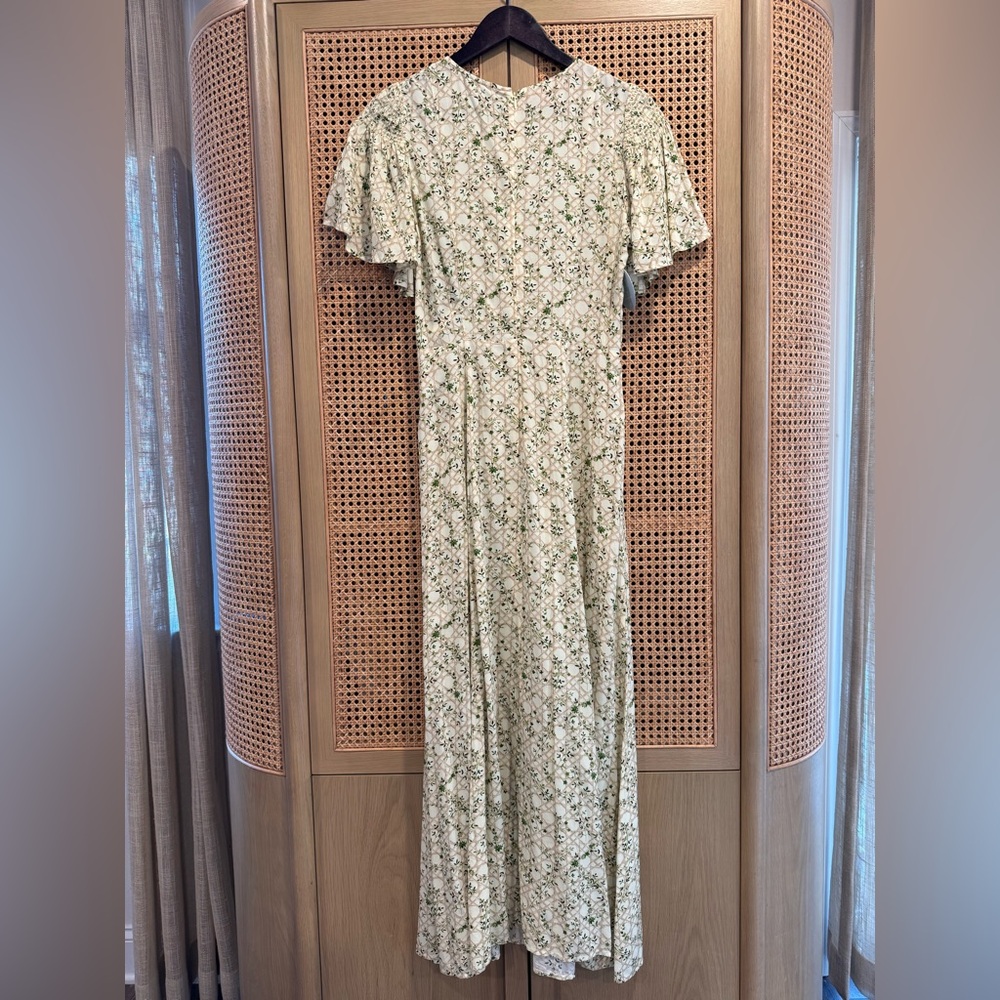 NWT Small Hill House Home The Dominque Dress in Basketweave Vine, Yellow - Picture 2 of 12